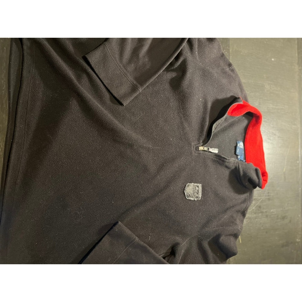 Polo Ralph Lauren Fleece 1/4 Zip Pullover Shirt Black Red Trim Mens XL